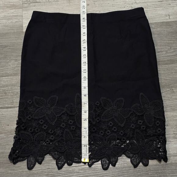 BCX Black Solid Millenium Floral Crochet Lace Style Pencil Skirt - Picture 7 of 8